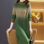 Kampsun naistele S&uuml;gis Talv Paks Soe Kootud Veniv Pikkade varrukatega &Uuml;lisuur Kootud Kampsun Kleit Top S kollane