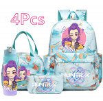4 tk/komplekt Multikaga K-Pop Tr&uuml;kitud Suure Mahutavusega Seljakott K&auml;ekott Pinal 750 ml Pudeliga Teismelisele Poisile T&uuml;drukule Koolikott Raamatukott Laste Kingitus