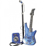 Guitare &eacute;lectrique REIG - Haut-parleur amplificateur avec lumi&egrave;res - Microphone et entr&eacute;e guitare - Bleu hall