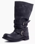 Moodsad Vintage Platvormpandlaga Stiilsed Mootorratturi Naiste Saapad Ruudukujulise Varba Paksude K&otilde;rgete Kontsadega Keskmise S&auml;&auml;rega Kingad Retro Biker Saapad 39 black