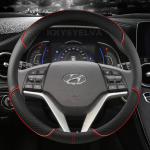 Mikrofiibernahast Auto Roolikate Libisemisvastane 38cm 15 Hyundai Tucson 3 2015 2016 2017 2018 jaoks Autotarvikud punane