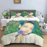 Korea Mood Lauljate Grupp Kpop Jung Kook SUGA Jimin Voodipesu Komplekt, Tekikott Voodikomplekt Tekikate Padjap&uuml;&uuml;r, Kuninga Suurus Kuninganna Suurus 90x190cm(35x74inch)