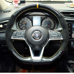 Hand Stitched non-slip black Carbon Fiber suede Car Steering Wheel Cover For Nissan X-Trail Qashqai Rogue (Sport) 2017- 4