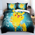 Armas P-Pok&eacute;mon Voodipesukomplekt Lastele Poistele Multikaprindiga Tekikott Tekikotid Pikachu Kate Voodipesu Komplekt EU Single(135*200cm)3pcs yellow