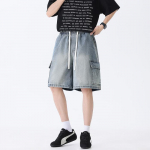 Uuendatud Suvine Stiil T&auml;ielikult Elastne V&ouml;&ouml;koht T&ouml;&ouml;riietuse Stiilis Denim Kangas Mitmek&uuml;lgsed Meeste 5-punktilised Keskmise Pikkusega P&uuml;ksid 3XL