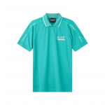 Emporio Armani EA7 SS24 T&auml;hekujundusega Tr&uuml;kitud Pullover L&uuml;hikeste Varrukatega Polo S&auml;rk Meeste polo s&auml;rgid T&uuml;rkiissinine 3DPF20-PJ03Z-1815 XS