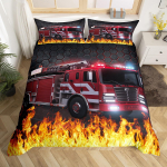 Tulet&otilde;rjeauto Voodipesukomplekt P&otilde;levad Leegid Tekikate Lastele Tulet&otilde;rjeauto Tekikate Punane Veoauto Tekikate 2 Padjapuuriga EU Single(135*200cm)3pcs black