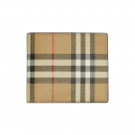Burberry Kompaktne Vintage Check Kahekordne Puuvillane Rahakott Meeste Rahakotid Beež 80579501 Basic Set (Bag+Dust Bag)