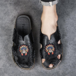 Meeste Rooma sandaalid Must valge Nahast Gladiator Sandaalid Suvised v&auml;lisandaalid Meestele Peep Toe Open Toe Rannajalatsid 38
