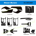 For Nissan Murano 2015- Interior Central Control Panel Door Handle 3D/5D Carbon Fiber Stickers Decals Car styling Accessorie Style C---RHD black