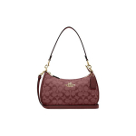 Coach Teri 25 Klassikaline Monogramm Jacquard T&otilde;mblukuga Sulgemisega Kangast ja Nahast T&otilde;mblukuga Kott Naiste T&otilde;mblukuga Kott Punane CH139-IMMZI