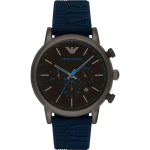 Emporio Armani Luigi Must Silikoon/Kumm Meeste Kvarts Kronograaf AR11023 must
