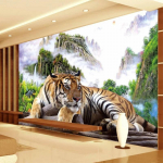 3D tiigri fototapeet Loodusmaastik Seinamaal Elutoa diivani taustaseinapaber Seinale 3D plakat 200 cm(W) x 140 cm(H)