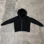 Must lukuga karusnahast lapitehnika disainiga naiste ja meeste kapuutsid Moodsad soojad Korea stiilis dressipluusid Y2k pikak&auml;elised unisex XL gray