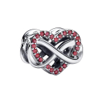 Pandora igavene armastus punane s&uuml;da &otilde;&otilde;nes 3D ripats naistele H&otilde;be 792246C01 Red, Silver,F