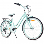 Noorte 24-tolline s&otilde;udmismasin T&uuml;drukule Linna-Konfirmatsiooniks Shimano 7 K&auml;iku Heart Bike Mint