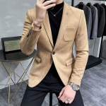Nahkjakk Bleiser Meeste Vabaaja Kitsas L&otilde;ige Bleiser Hombre &Uuml;likond Nahkjakk Meeste Terno Masculino Meeste R&otilde;ivad M khaki