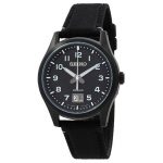 SEIKO Klassikaline seeria 100 meetrit veekindel Kvarts Nailonrihm 39,5 mm Meeste k&auml;ekell Must sihverplaat SUR571P1 must