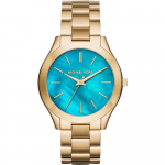 Michael Kors MK3492 Slim Runway Sinise sihverplaadiga naiste k&auml;ekell 42mm kuld