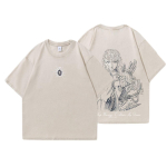 Anime Vintage pesuga T-s&auml;rgid Meestele Griffithi tr&uuml;kiga pestud T-s&auml;rk Harajuku suuruses puuvillane T-s&auml;rk Puuvillane t&auml;navar&otilde;ivastus Unisex top S white