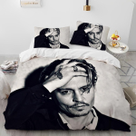 3D Prinditud Johnny Depp Sarja Tekikott Voodipesukomplekt, Tekikoti Voodikomplekt Tekikate Padjap&uuml;&uuml;r, Kuninga Suuruse Kuninganna Suuruse Voodikomplekt Lastele EU Twin 135x200cm gray