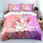 Kohandatava nimega Armas Pokemon Sylveoniga Tr&uuml;kitud Voodipesukomplekt 1 Tekikott 2 Padjap&uuml;&uuml;ri Poistele T&uuml;drukutele Lastele Luksuslikud Kingitused Mitu Suurust AU Single 140X210cm