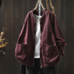 Naiste vintage puuvillased jakid &uuml;hev&auml;rvilised p&uuml;stkraega pikak&auml;elised mantlid s&uuml;gisene lukuga laiad vabaaja taskutega jakid One size