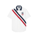 Polo Ralph Lauren SS26 Kilbi logoga triibuline kitsa l&otilde;ikega l&uuml;hikeste varrukatega s&auml;rk Klassikaline v&auml;ljaanne Meeste s&auml;rgid 710802633-001 S red