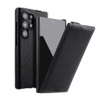 Melkco K&auml;sit&ouml;&ouml;na Valmistatud Veisenahast &Uuml;mbris Samsung Galaxy S26 Ultra S26+ Plus 5G jaoks Traadita Laadimise Toega Vertikaalne Klapp-&uuml;mbris Galaxy S26 must