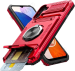 Kaitse&uuml;mbris Samsung S26 Ultra S25 S24 S23 Ultra A57 A37 A17 jaoks Magnetiline P&ouml;&ouml;ratav R&otilde;ngas Jalg Kogu Keha Tilgutuskaitse Rahakott Galaxy A16 punane