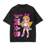 Powerpuffs t&uuml;drukud graafilise tr&uuml;kiga l&uuml;hikeste varrukatega T-s&auml;rk meestele naistele Street Vintage meeste T-s&auml;rk pestud puuvillased pealsed riided S