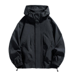 Meeste jope kapuutsiga tuulejakk Trench-mantlid &uuml;lisuured plusssuuruses veekindlad must bomber k&auml;mping lahtiselt &otilde;huke Softshell M must