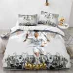 Tekikott Ronaldo Iidol Jalgpallit&auml;ht 3D Prinditud Tekikate Teismelistele Lastele Poistele T&uuml;drukutele Pehme Voodikate T&otilde;mblukuga 135x200cm gray