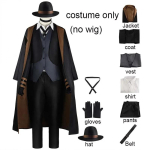 Nakahara Chuuya Cosplay Kost&uuml;&uuml;m Sisaldab M&uuml;tsi &Uuml;likonda Pikka Mantlit P&uuml;kse Suur Suurus R&otilde;ivad Halloweeni Peoks Comic Coni jaoks XS（old） black