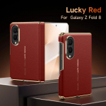 Sulada Ehtne Lehma Nahast Kahe Raamiga Kaan Samsung Galaxy Z Fold8 ZFold8 Ultra L&auml;ikiva &Auml;&auml;rega Magsafe Hinge Tagakatteks Galaxy Z Fold 8 punane