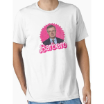 Meeste ja naiste Alessandro Barbero juuksuribr&auml;ndi T-s&auml;rk - Valge roosa juuksuriposti tr&uuml;ki ja juuksuri logoga, L&uuml;hikeste varrukatega, &Uuml;mmarguse kaelusega, Hingav, 4XL white