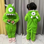 Laste Sully Mike Kost&uuml;&uuml;mid Armas Naljakas Halloweeni Kombinesoon Poisid T&uuml;drukud Kigurumi Pidžaama Anime Komplekt Talvine &Uuml;hesosaline Soe Flanell &Uuml;likond 6T(fit 105-114cm) roheline