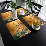 4 tk Kuldne Chinoiserie Lilleline Lauamatt/Moodne Tr&uuml;kimustriga Lauamatt/S&ouml;&ouml;gilaua, K&ouml;&ouml;gi jaoks 4PCS brown
