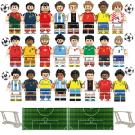 Klotsid Jalgpallit&auml;htede Minikujude Komplekt - Messi, Ronaldo, Pele, Bale Klotside Mudel Jalgpalliv&auml;ljaku Stseen M&auml;nguasi Loov Montaaž Laste Kingitus Set F