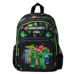 Smiggle Multifunktsionaalne Multikakujuline T&otilde;mblukuga Stressimaandav Seljakott Laste Koolikott &Otilde;pilaste Vabaajakott Green minecraft medium school bag (36*30cm)