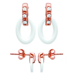 Les Tr&eacute;sors De Lily [L4688] - kullatud k&otilde;rvar&otilde;ngad  Sissi  valge keraamika (roosa kuld) - 10x5 mm valge