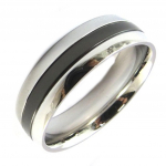 Bague alliance acier 'Peaceful' noir argent&eacute; - 6 mm 56 must