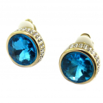 Les Tr&eacute;sors De Lily [P5002] - Clips Cr&eacute;ateur 'Sissi' bleu dor&eacute; -  15 mm sinine