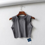 Suvised vintage valged crop topid naiste jalgrattur must punk seksikas Korea t&auml;navar&otilde;ivad k&auml;rbitud varrukateta topp, naiselik M