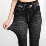 K&otilde;rge v&ouml;&ouml;kohaga Faux Jean s&auml;&auml;rised &otilde;hukesed elastsed &otilde;mblusteta pluss suuruses kitsad pliiatsp&uuml;ksid Naiste taskutreeningsuvised XL