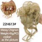 LUPU blondid mustad juuksepaelad sassis lokkis Chignon bun s&uuml;nteetilised scrunchied v&otilde;ltsjuuksed naistele s&uuml;nteetilised juuksepikendused 1PC