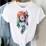 Akvarell Dream Web Armas stiil Trend Naiste T-s&auml;rk Suvine mood T-s&auml;rk L&uuml;hikeste varrukatega Naiste riided Vabaaja graafiline T-s&auml;rk S