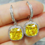 Trendikas h&otilde;bedase v&auml;rviga Bling Mystic Square Cut Rainbow Stone Stud Hoop K&otilde;rvar&otilde;ngad Drop Dangle Hook K&otilde;rvar&otilde;ngad Printsessi Ehted