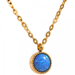 Eetit Charm Chic Blue Opal Natural Stone v&auml;ike ripats roostevabast terasest kullav&auml;rvi kaelakee veekindel trendikad ehted naistele uus sinine