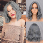 MERISIHAIR L&uuml;hike Bob Lilla s&uuml;nteetiline parukas Naiste tukk Tumesinine Roosa Must Parukas Lolita Party Cosplay Igap&auml;evaseks kasutamiseks Looduslikud juuksed